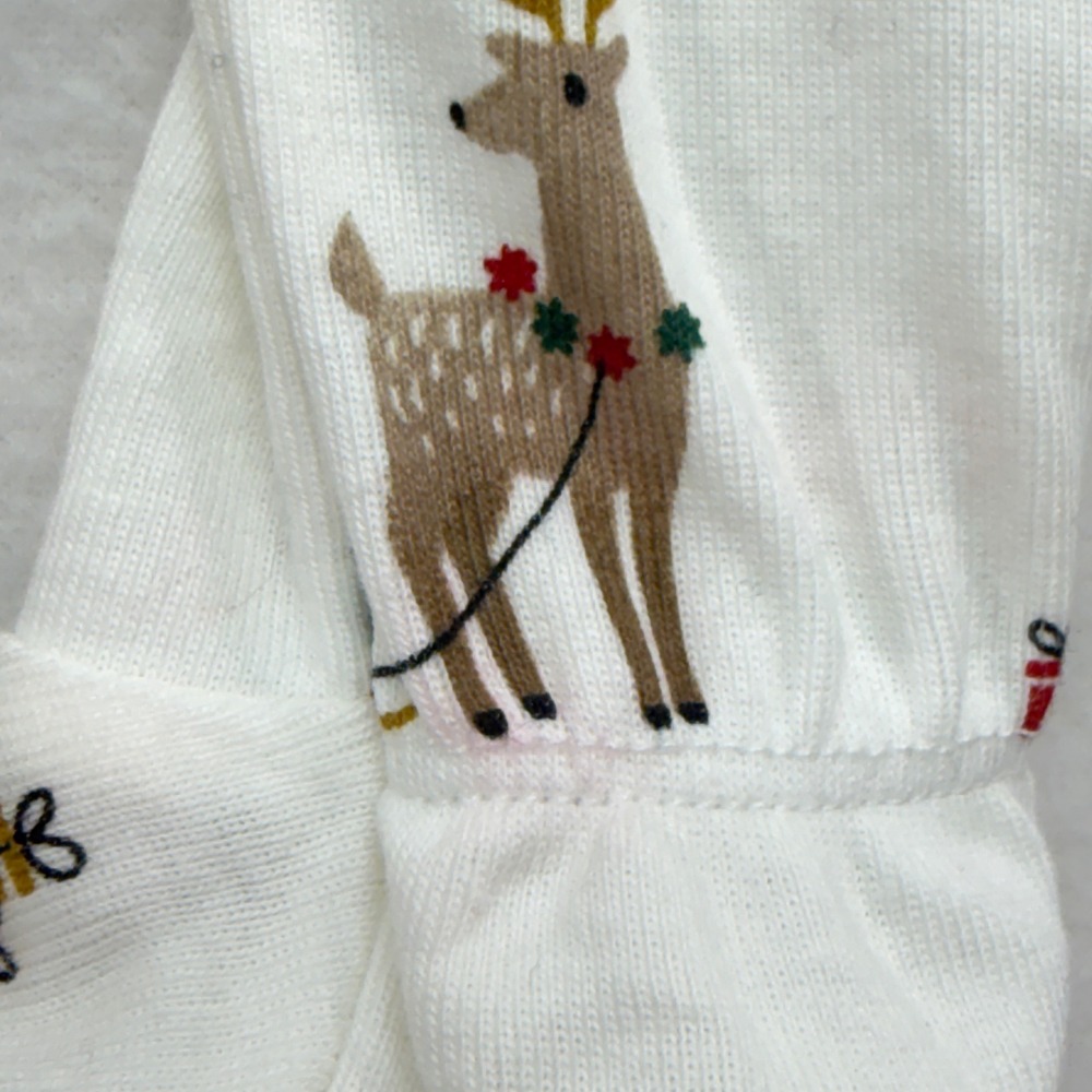 Petit Lem Holiday Reindeer 2-Way Zip Footed Sleeper Unisex 3M Off White - Picture 6 of 12